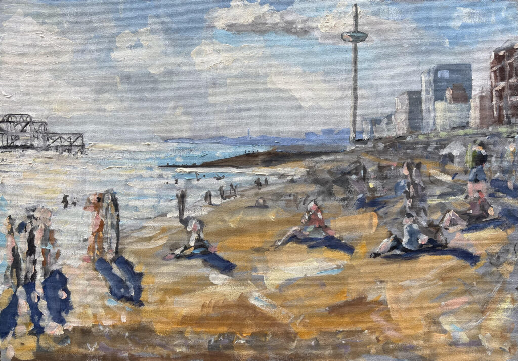 Oil Painting of Brighton Beach